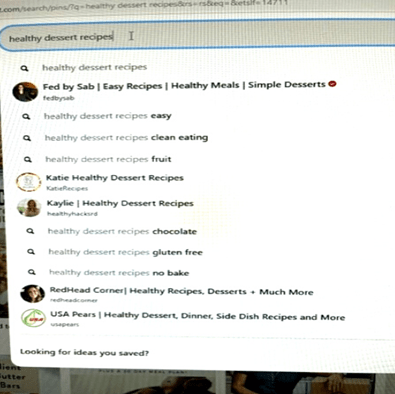 Pinterest Search Bar Screen Shot